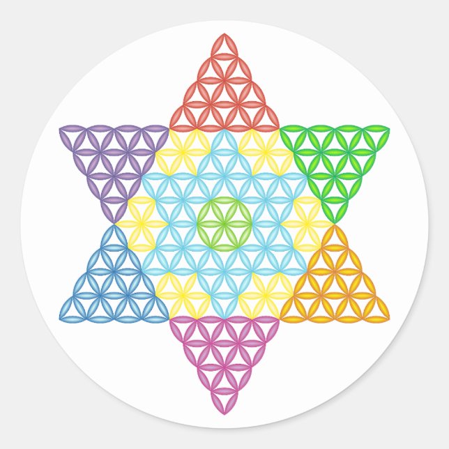 Sacred Star - Star of Life, 04/3D-CF. Runder Aufkleber (Vorderseite)