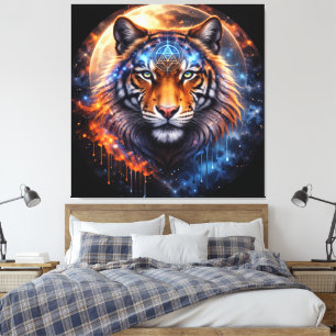 Sacred Tiger – Cosmic Balance Mystical Tiger Fan Leinwanddruck