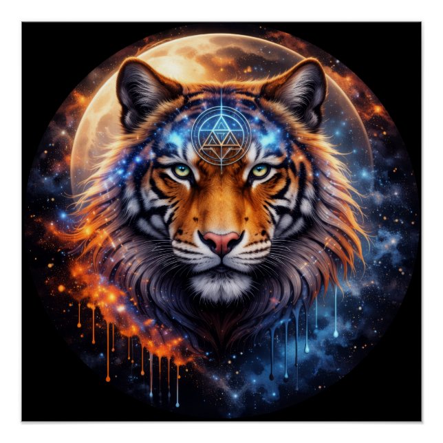 Sacred Tiger – Cosmic Balance | Mystical Tiger Fan Poster (Vorderseite)