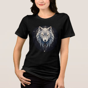 Sacred White Wolf Geometric Art Tri-Blend Shirt