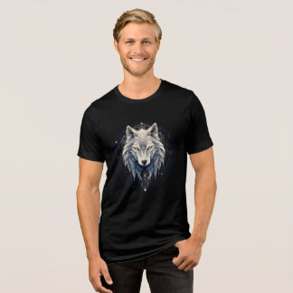 Sacred White Wolf Geometric Art Tri-Blend Shirt