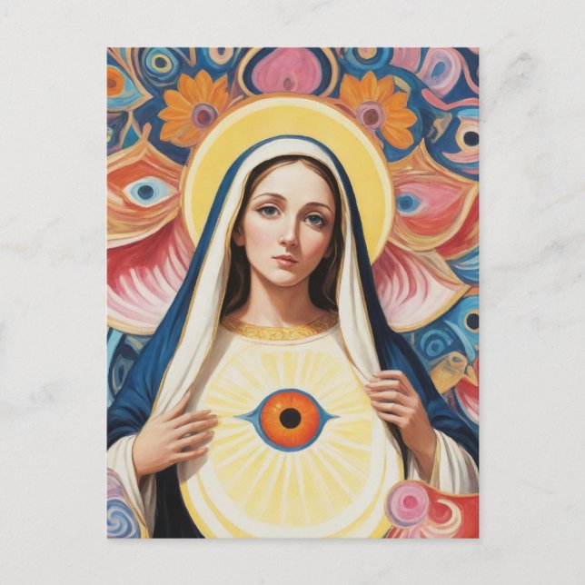 Sacro Evil Eye Schutz Mary Postkarte (Vorderseite)