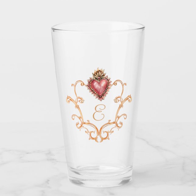 Sacro Heart Baroque Monogram Glas (Vorderseite)