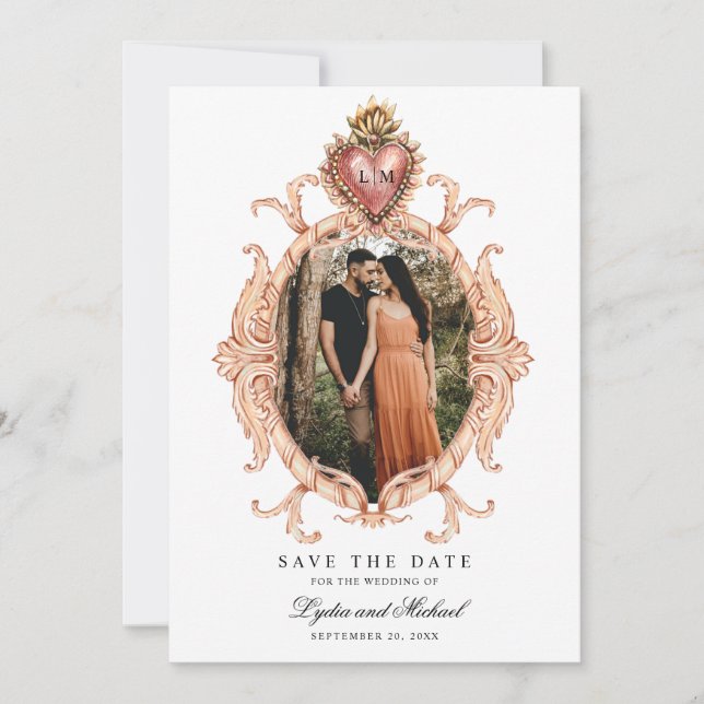 Sacro Heart Baroque Save the Date Einladung (Vorderseite)