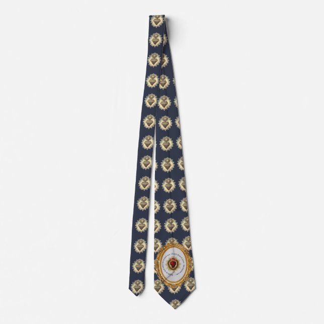 Sacro Heart Necktie Navy Blue mit Sacro Heart Krawatte (Rückseite)