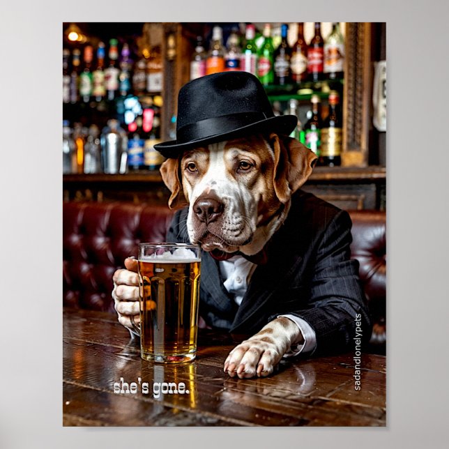 Sad and Lonely Pets Poster Print "She's Gone"  (Vorne)