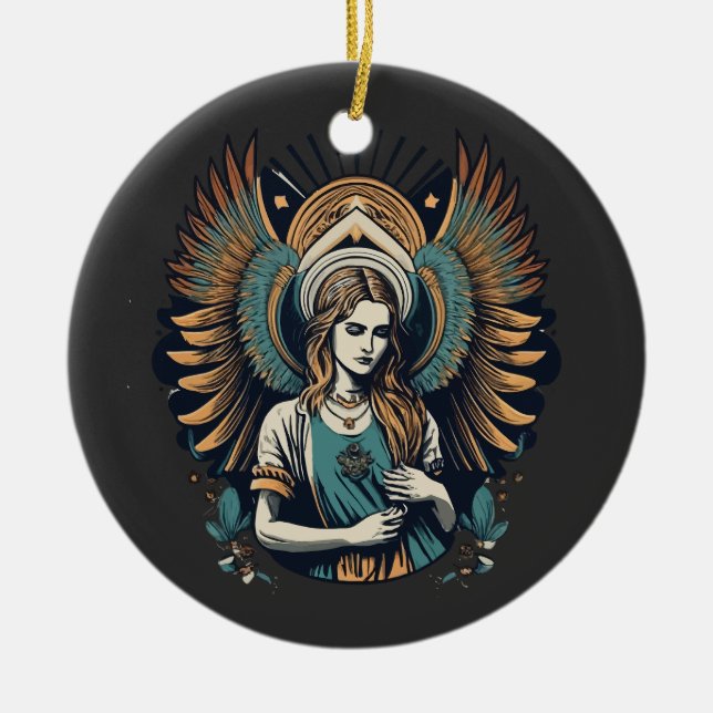 Sad Angel im Himmel Keramik Ornament (Vorne)