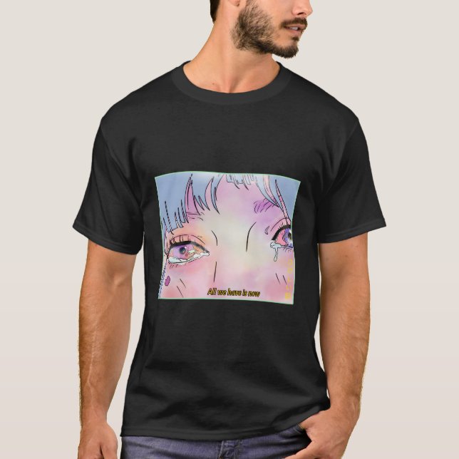 Sad Anime Eyes Ästhetische Vaporwave T-Shirt (Vorderseite)
