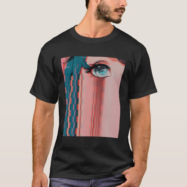 Sad Anime Girl Vaporwave Ästhetische Anime Eyes Eb T-Shirt (Vorderseite)