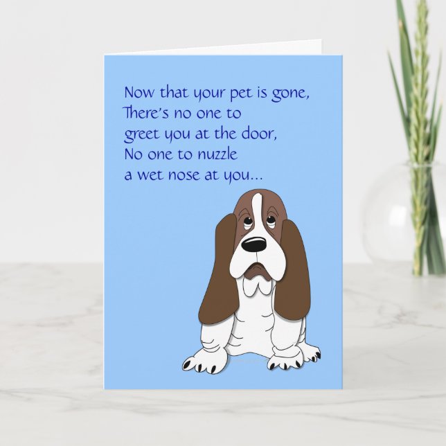 Sad Basset Hound Funny Dog Beileid Verlust Heimtie Karte (Vorderseite)