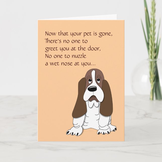 Sad Basset Hound Funny Dog Beileid Verlust Heimtie Karte (Vorderseite)