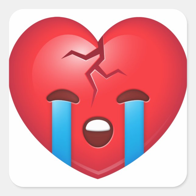 Sad Broken Heart Emoji Quadratischer Aufkleber (Vorderseite)