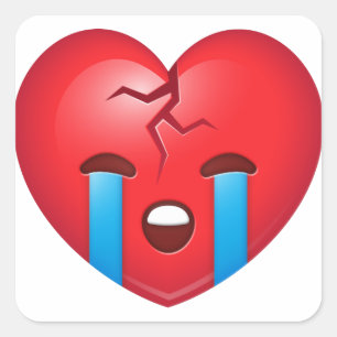 Sad Broken Heart Emoji Quadratischer Aufkleber