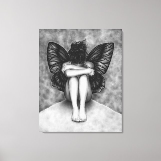 Sad Butterfly Girl Canvas Print Leinwanddruck (Vorderseite)