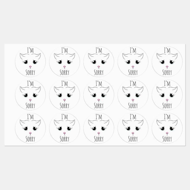 Sad Cat Face: Ich bedauere Etiketten (Blatt)