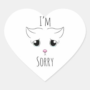 Sad Cat Face: Ich bedauere Herz-Aufkleber