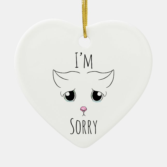 Sad Cat Face: Ich bedauere Keramik Ornament (Vorne)