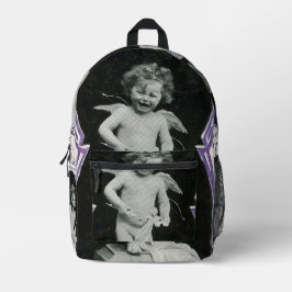 Sad Cherub Angel Print Bedruckter Rucksack