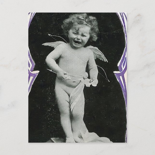 Sad Cherub Angel Print Postkarte (Vorderseite)