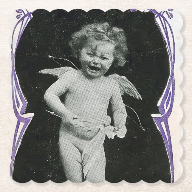 Sad Cherub Angel Print Untersetzer (Vorderseite)