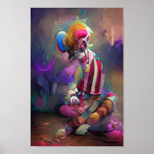 SAD CLOWN Fantasy Art Illustrations Poster