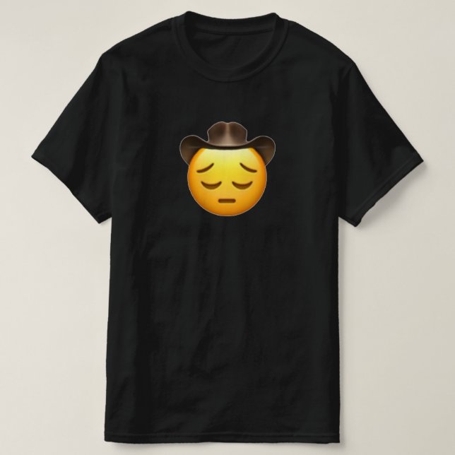 Sad Cowboy Emoji Black T - Shirt (Design vorne)