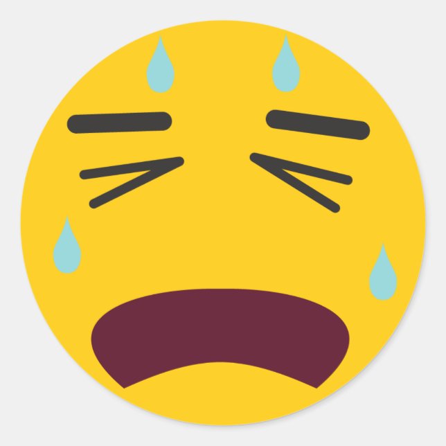 Sad Cry Emoji Runder Aufkleber (Vorderseite)