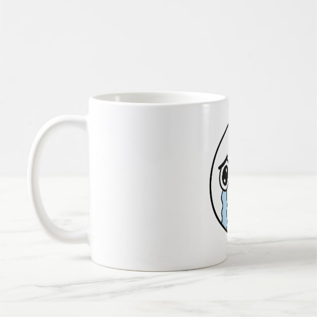 Sad Cry Face Emoji Kaffeetasse (Links)