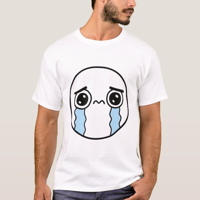 Sad Cry Face Emoji T-Shirt (Vorderseite)
