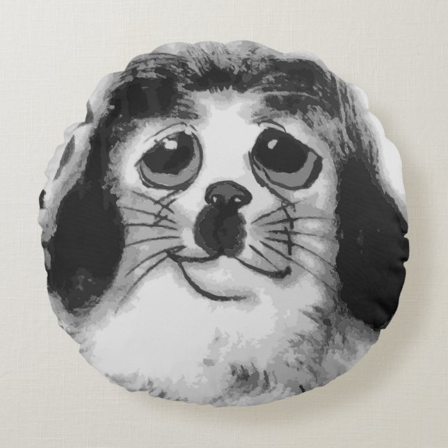 SAD DOG RUNDES KISSEN (Vorderseite)