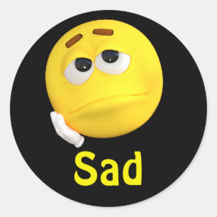 Sad Emoji Emoticon Cartoon Face Runder Aufkleber
