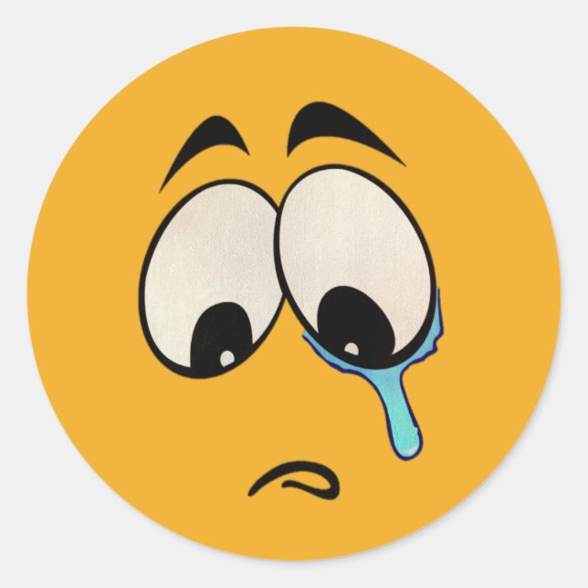 Sad Emoji Runder Aufkleber (Vorderseite)