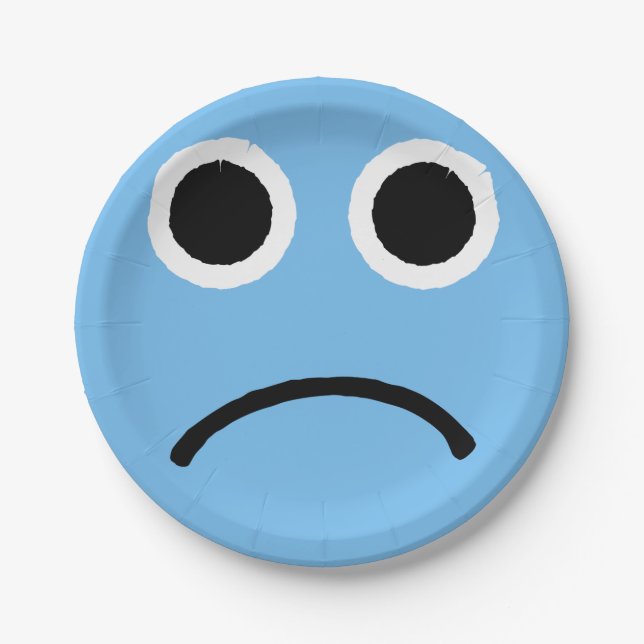 Sad Face Blue Frowning Emoticon Emoji Pappteller