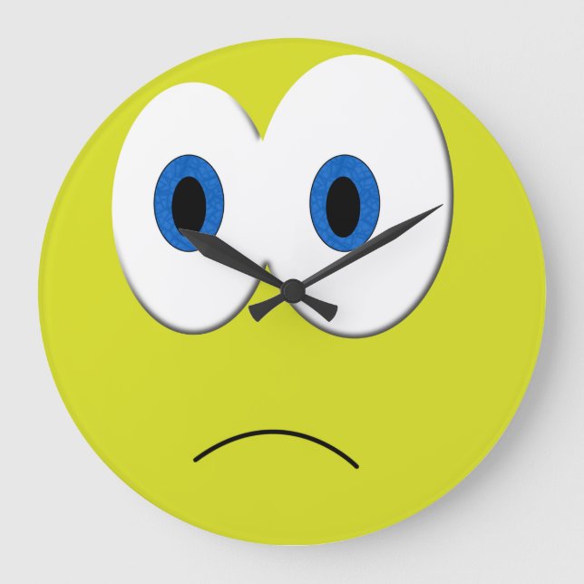 Sad Face Clock Große Wanduhr (Vorderseite)