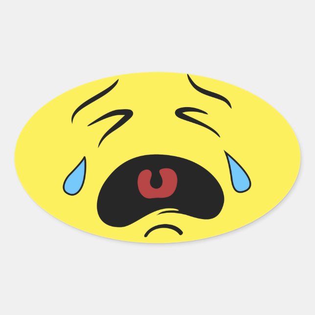 Sad Face Emoji Ovaler Aufkleber (Vorderseite)