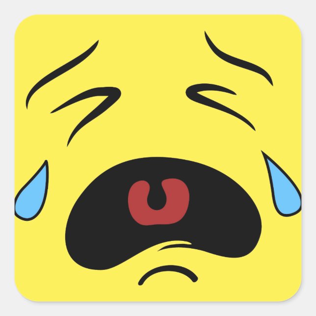 Sad Face Emoji Quadratischer Aufkleber (Vorderseite)