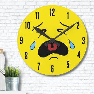 Sad Face Emoji Runde Wanduhr