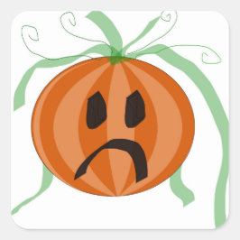 Sad-Face Halloween Pumpkin Niedlicher Jack-O-Lante Quadratischer Aufkleber