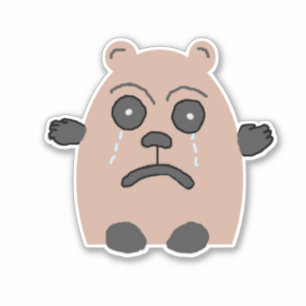 Sad-Face-Sticker mit Bär Aufkleber