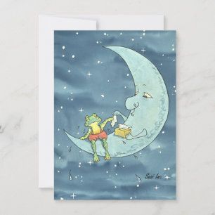 Sad Frog on Moon Flat Holiday Card Feiertagskarte