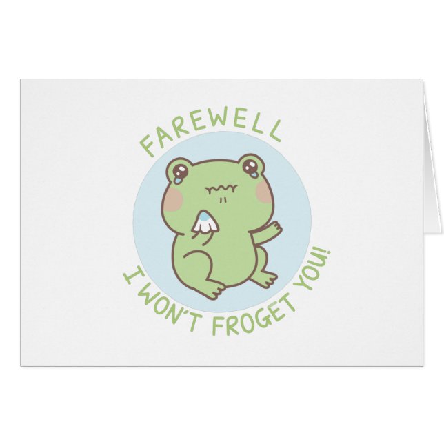 Sad Frosch I Wont Froget You Farewell Grußkarte (Vorderseite (Horizontal))