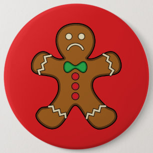 Sad Gingerbread Man Button