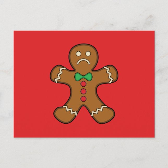 Sad Gingerbread Man Feiertagspostkarte (Vorderseite)
