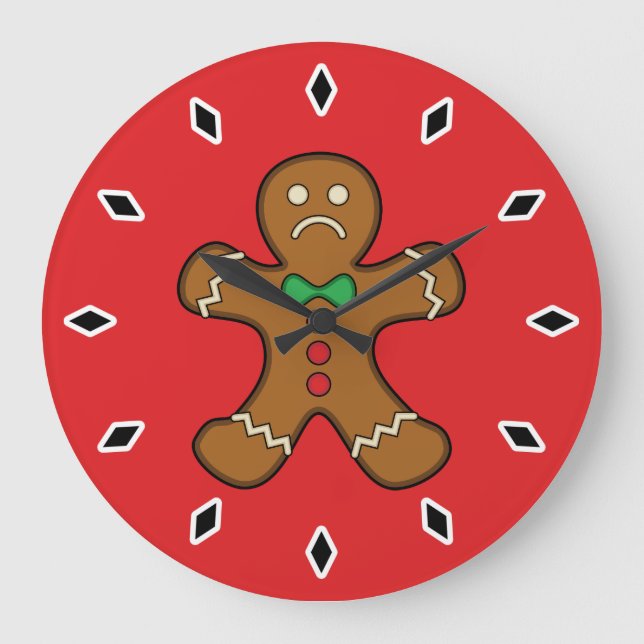 Sad Gingerbread Man Große Wanduhr (Vorderseite)