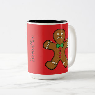 Sad Gingerbread Man Name hinzufügen Zweifarbige Tasse