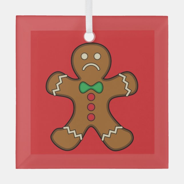 Sad Gingerbread Man Ornament Aus Glas (Vorderseite)