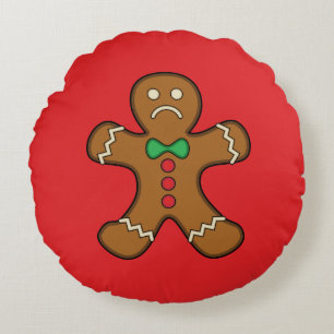 Sad Gingerbread Man Rundes Kissen
