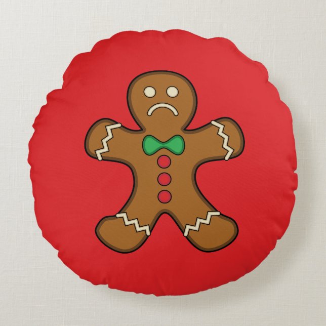 Sad Gingerbread Man Rundes Kissen (Vorderseite)