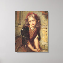 Sad Girl and Dead Goldfinch Bird (Haustier-Erinner Leinwanddruck