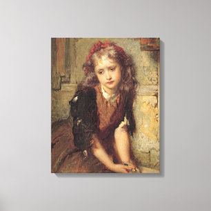 Sad Girl and Dead Goldfinch Bird (Haustier-Erinner Leinwanddruck
